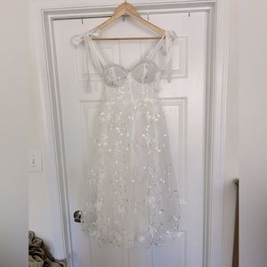 Engagement, Bridal Shower white dress size XS- princess style with corset